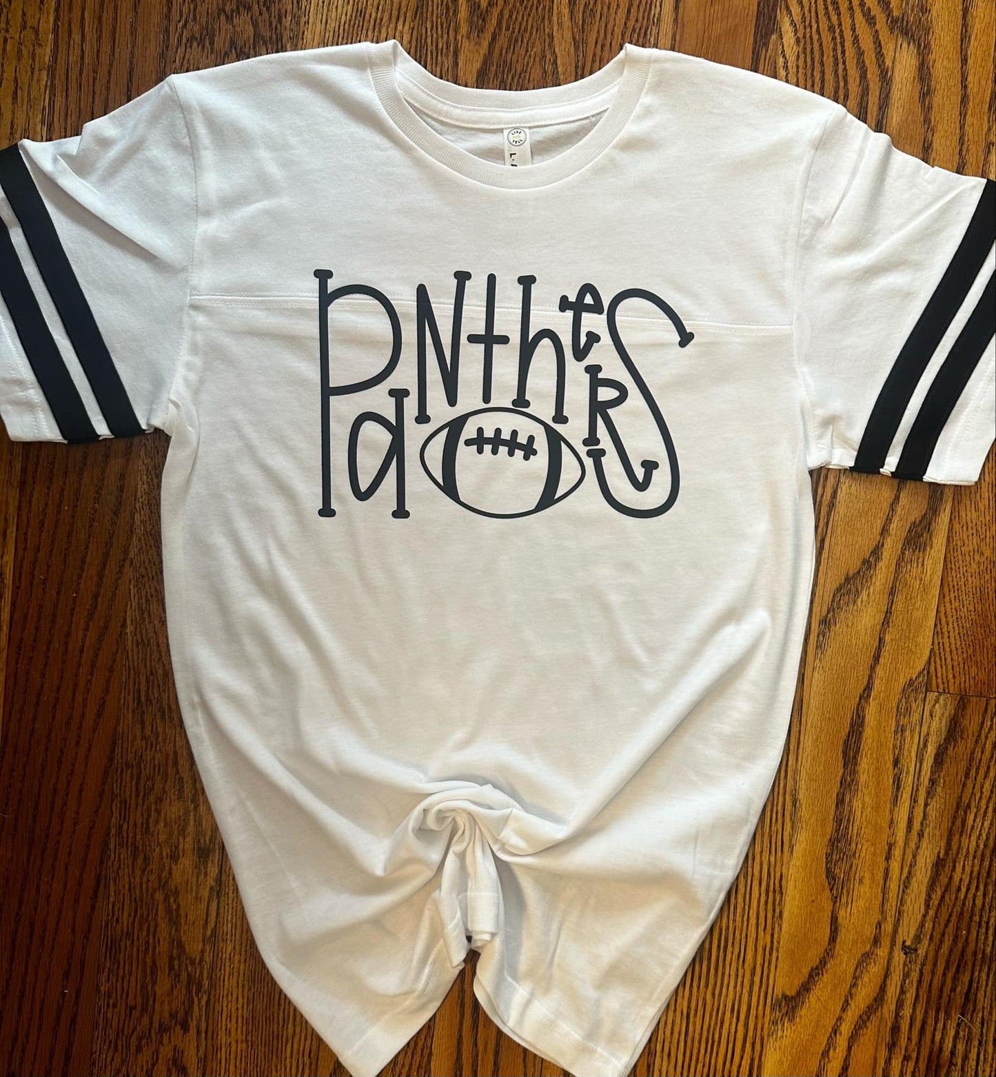 Panthers Football Black Letters And Stripes